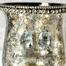 Load image into Gallery viewer, Huge Pale Blue Topaz Earrings in 14K Gold Fill
