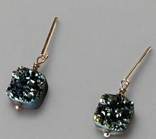 Load image into Gallery viewer, Bright Blue Druzy Quartz Earrings in Sterling Silver
