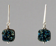 Load image into Gallery viewer, Bright Blue Druzy Quartz Earrings in Sterling Silver
