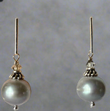 Load image into Gallery viewer, Huge Grey Freshwater Pearl Earrings in Sterling Silver
