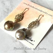 Load image into Gallery viewer, Bronze Baroque Freshwater Pearl Earrings in 24K Vermeil
