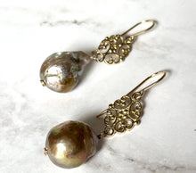 Load image into Gallery viewer, Bronze Baroque Freshwater Pearl Earrings in 24K Vermeil
