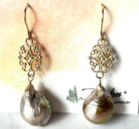 Bronze Baroque Freshwater Pearl Earrings in 24K Vermeil