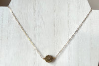 Swarovski Crystal Filigree Encrusted Gold Necklace in 14K Gold Fill