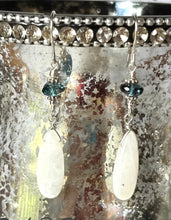 Load image into Gallery viewer, Moonstone and London Blue Topaz Earrings in Sterling Silver
