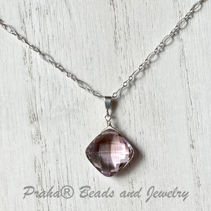 Huge Ametrine Cushion Cut Pendant Necklace in Sterling Silver