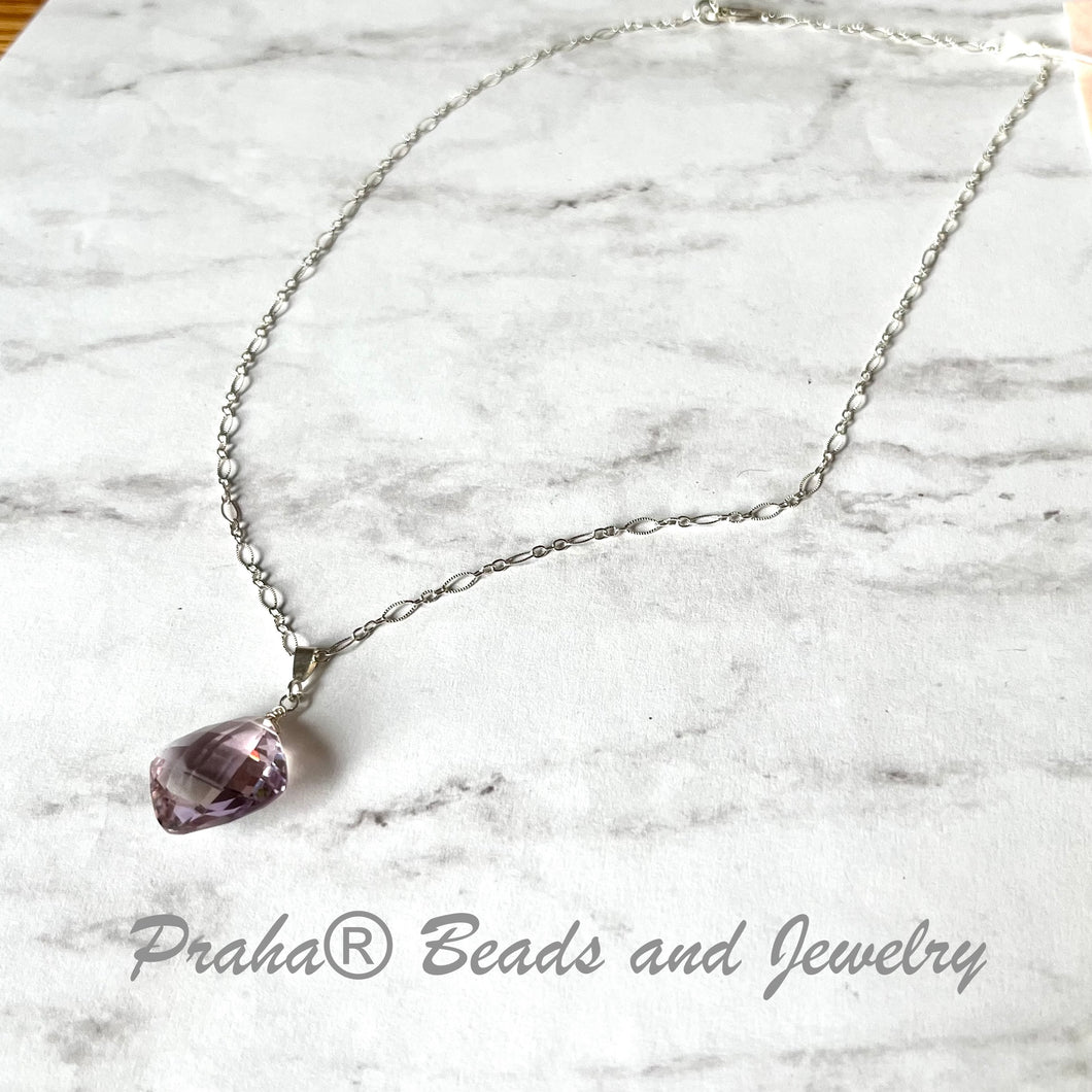 Huge Ametrine Cushion Cut Pendant Necklace in Sterling Silver