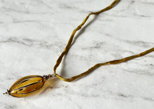 Load image into Gallery viewer, Light Orange and Black Murano Glass Pendant on Silk Cord
