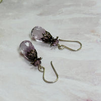 Pink Amethyst Briollet Earrings in Sterling Silver