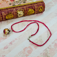 Italian Round Pink Wedding Cake Pendant on Hand Dyed Silk in Sterling Silver