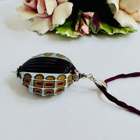 Amethyst and Yellow Millefiori Blown and Sculpted Pendant on Silk