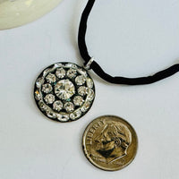 Clear Swarovski Crystal Filigree Pendant in Metal Alloy