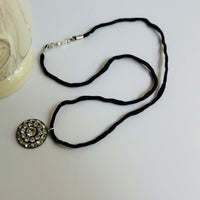 Clear Swarovski Crystal Filigree Pendant in Metal Alloy