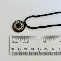 Black and Clear Swarovski Crystal Filigree Pendant in Antique Silver