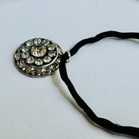 Clear Swarovski Crystal Filigree Pendant in Metal Alloy