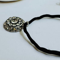 Clear Swarovski Crystal Filigree Pendant in Metal Alloy