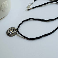Clear Swarovski Crystal Filigree Pendant in Metal Alloy