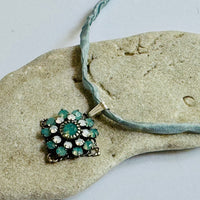 Turquoise Swarovski Crystal Pendant in Sterling Silver