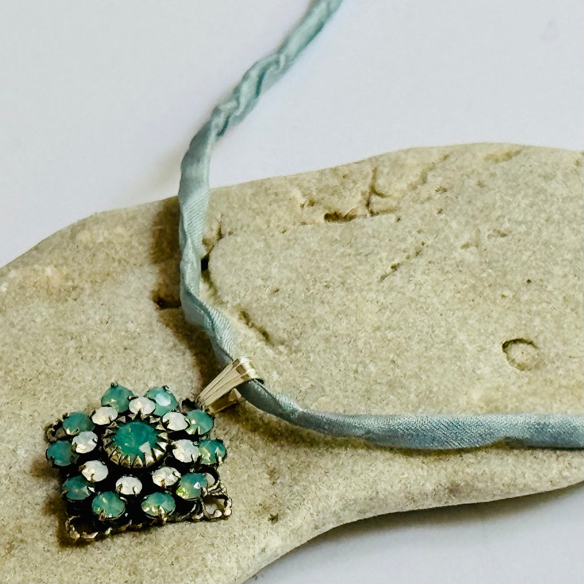 Turquoise Swarovski Crystal Pendant in Sterling Silver