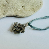 Turquoise Swarovski Crystal Pendant in Sterling Silver