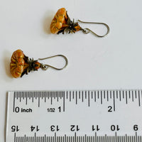 Czech Glass Orange Variegated Flower Drop Earrings in Sterling Silver