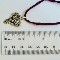 Sterling Silver Grape Bunch Pendant on Silk Cord