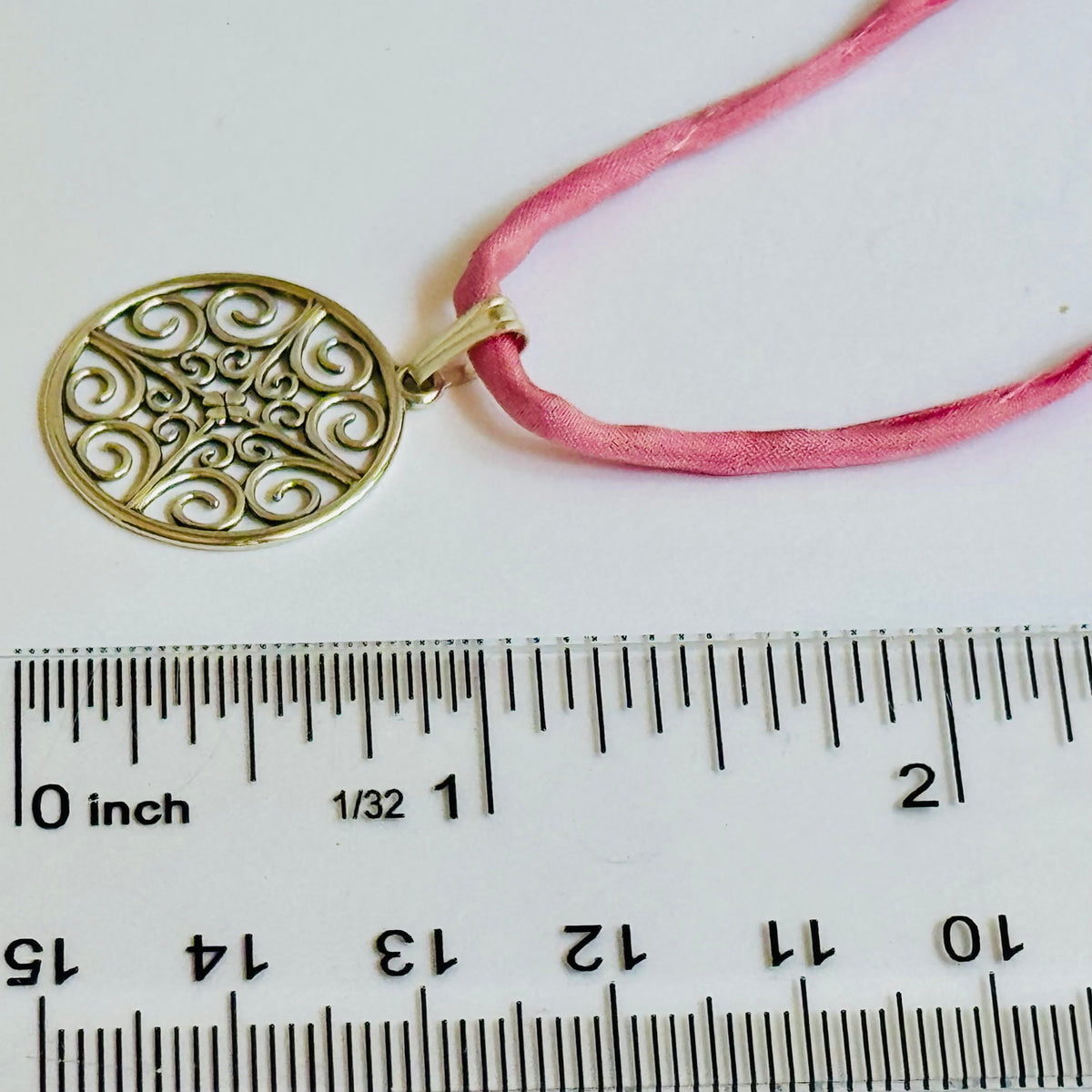 Sterling Silver Celtic Medallion Pendant on Silk Cord