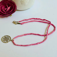 Sterling Silver Celtic Medallion Pendant on Silk Cord