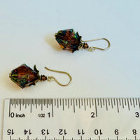 Czech Large Amber Bicone Earrings in Sterling Silver