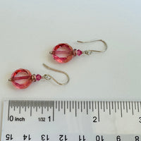 Czech Glass Pink Duel Faceted Round Drop Earrings in Sterling Silver