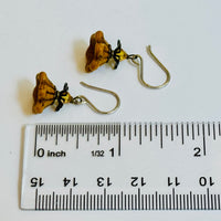 Czech Glass Yellow Bell Flower Drop Earrings in Sterling Silver