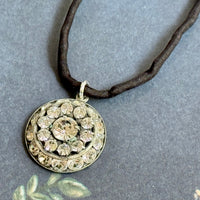 Clear Swarovski Crystal Filigree Pendant in Metal Alloy