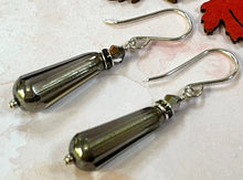 Load image into Gallery viewer, Czech Glass Gray Faceted Dangle Drop Earrings in Sterling Silver
