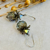 Vintage Swarovski Crystal Denim Blue Rondell Earrings in Sterling Silver