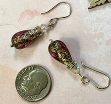 Load image into Gallery viewer, Czech &quot;Bohemian&quot; Purple Glass Foil Teardrop Earrings in Sterling Silver
