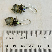 Vintage Swarovski Crystal Denim Blue Rondell Earrings in Sterling Silver