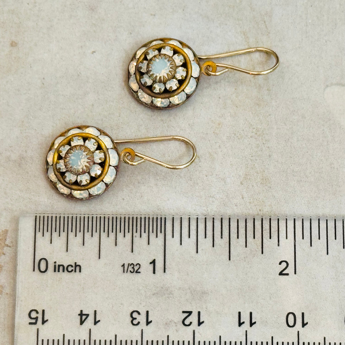 Opal Swarovski Crystal Domed Earrings in 14K Gold Fill