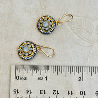Blue Opal Swarovski Crystal Domed Earrings in 14K Gold Fill