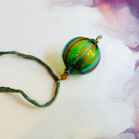 Mouth Blown Murano Glass Pendant Necklace on Light Green Cord
