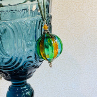 Mouth Blown Murano Glass Pendant Necklace on Light Green Cord