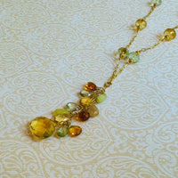 Large Citrine Teardrop Long Dangle Necklace in 14K Gold Fill