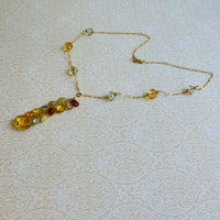Large Citrine Teardrop Long Dangle Necklace in 14K Gold Fill