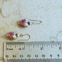 Pink Wedding Cake Heart Bead Earrings in Sterling Silver