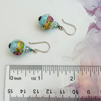 Light Blue Round Murano Wedding Cake Opaque  in Sterling Silver