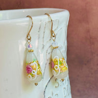 White Venetian Wedding Cake Earrings in 14K Gold Fill