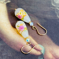 White Venetian Wedding Cake Earrings in 14K Gold Fill