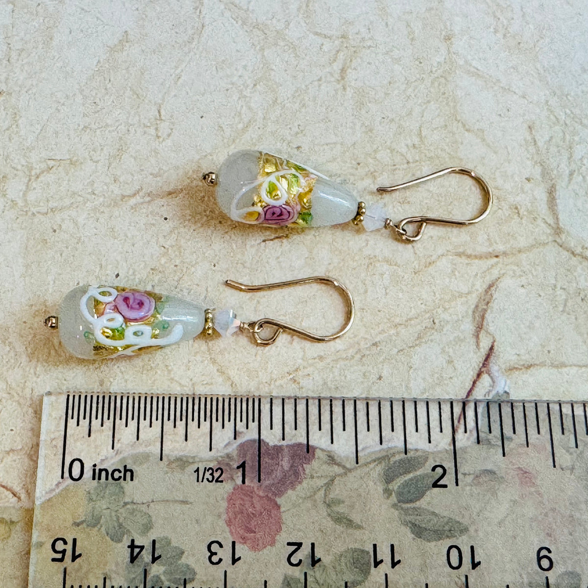White Venetian Wedding Cake Earrings in 14K Gold Fill