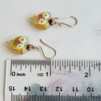 White Wedding Cake Heart Bead Earrings in Sterling Silver