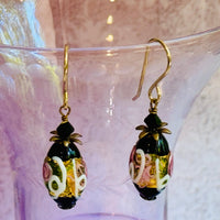 Black Oval Venetian Wedding Cake Earrings