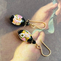 Black Oval Venetian Wedding Cake Earrings
